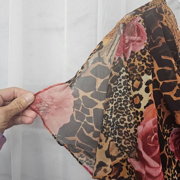 Vintage Patra Dress Brown Pink Leopard Snakeskin Floral Retro Whimsigoth 8 - Picture 8 of 12